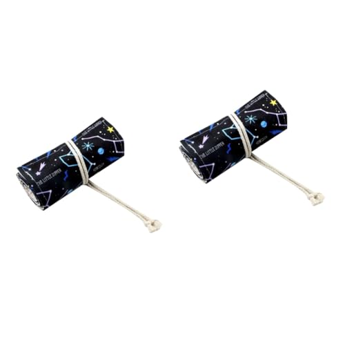 Lurrose 2stücke Pen Curtain Star Muster Bleistiftrolle Fächer Canvas Aufbewahrungstasche Für Kunstbedarf Handgefertigter Tragbarer Bleistifthalter Für Künstler Und Schüler von Lurrose