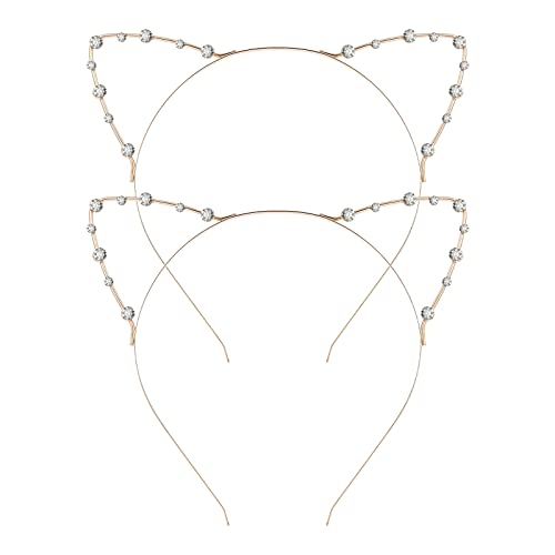 Lurrose 2pcs Katze Ohren Haarreif Braut Perle Stirnband Mädchen Damen Kristall und Perle Haarreif von Lurrose