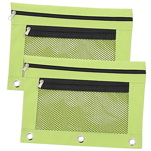 Lurrose 2st Binder Federmäppchen 3 Löcher Federmäppchen Mit Reißverschluss Beutel Durchsichtiges Federmäppchen Großer Stift Stiftetui Mit 3 Ringen Oxford-Stoff Aktenhalter Student Tasche von Lurrose