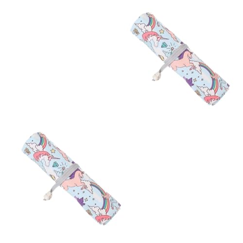 Lurrose 2st Bleistift-aufbewahrungs-Organizer Strickstifthalter Bleistiftbeutel Mit Einhornmuster Rollstifthalter von Lurrose