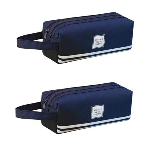 Lurrose 2stücke Große Kapazität Federmäppchen Canvas Für Stifte Und Schreibwaren Doppeltes Design Für Schüler Und Studenten Navyblau Vielseitig Einsetzbar von Lurrose