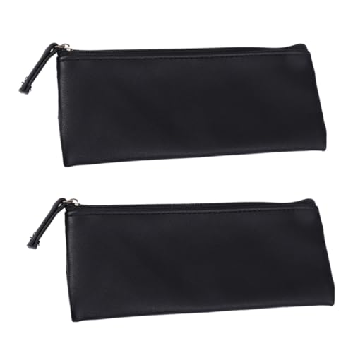 Lurrose 2stücke Pu Federmäppchen Für Schüler Multifunktionale Stiftetasche Kosmetiktasche Aufbewahrungsbeutel Schwarz Mit Praktischem Reißverschluss Für Schule Und von Lurrose