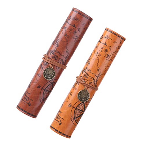 Lurrose 2stücke Bleistifttasche Für Skizzen Stifte-Aufbewahrungstasche Mit Rollendesign Praktisch Für Studenten Und Kunstmalerei Aus Hochwertigem Pu-Leder Mit Vintage-Muster von Lurrose