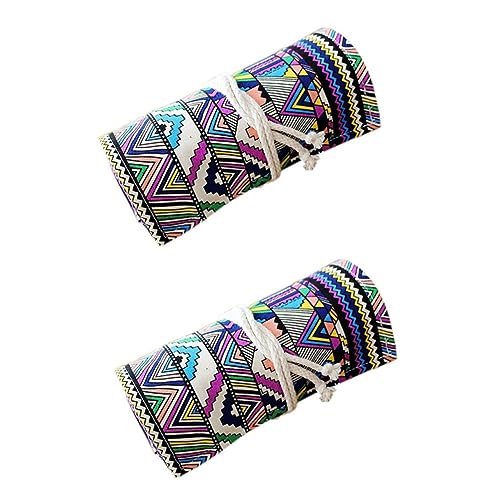 Lurrose 2stücke Slots Bleistift Rollmäppchen Waschbarer Organizer Für Buntstifte Ethno-Design Für Künstler Schüler Und Kreative Köpfe Tragbar Und Praktisch von Lurrose