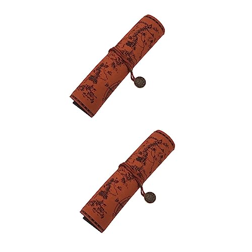 Lurrose 2stücke Vintage Roll-up Stiftetui Retro Canvas Bleistift Tasche Im Piraten-Design Große Kapazität Für Stifte Und Kosmetik Tragbare Aufbewahrung Für Schule Und Büro von Lurrose