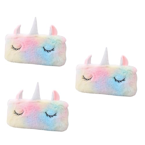 Lurrose 3 STK Einhorn Handtasche Plüschhandtasche Plüsch-Aufbewahrungstasche modische Aufbewahrungstasche Handtaschen Geldbörse Beutel Winter Mäppchen Tier Make-up Pinsel Student von Lurrose