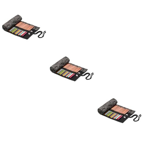 Lurrose 3 Stücke 48 Große Kapazität Bleistift Fall Roll Bleistift Slots Reise Zeichnung Bleistift Rolle Wrap von Lurrose