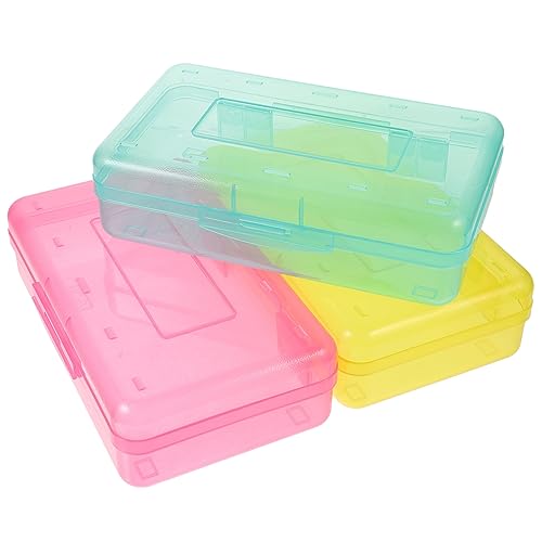 Lurrose Bleistiftbox Aus Kunststoff 3 Fächer Aufbewahrung Von Schulbedarf Skizzen-federmäppchen Leichte Federmäppchen-Box von Lurrose