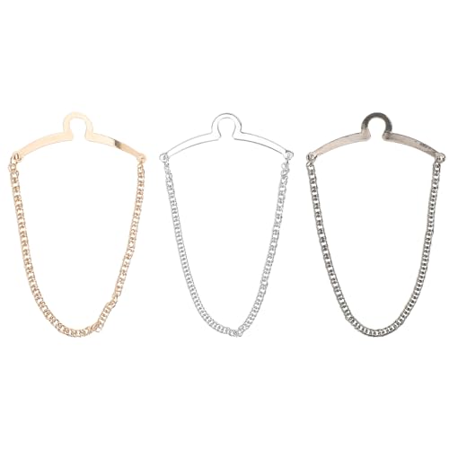 Lurrose 3 Stück Hochzeitskrawattenkette Krawattenklammern Kupferkettenglieder Kragen Krawattennadeln Clip für Bräutigam Trauzeugen Krawatten Schmuck Zubehör von Lurrose