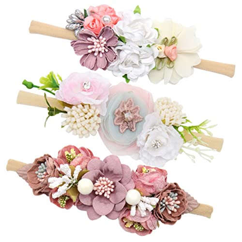 Lurrose 3st Stirnband Blumenstirnbänder Für Babys Stirnbänder Für Kleinkinder Für 2-jährige Mädchen Accessoires Für Blumenmädchen Baby- Blumenkopfschmuck Neugeboren Blüte Stoff Haar von Lurrose