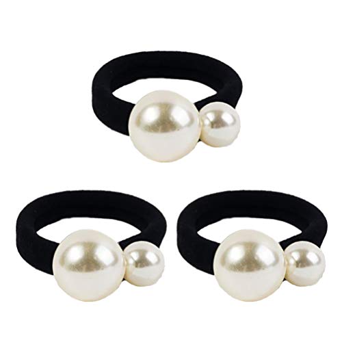 Lurrose 3 stücke Perle Haargummis Baumwolle Stretch Haarbänder Einfache Perlen Haar Seile für Frauen Mädchen von Lurrose