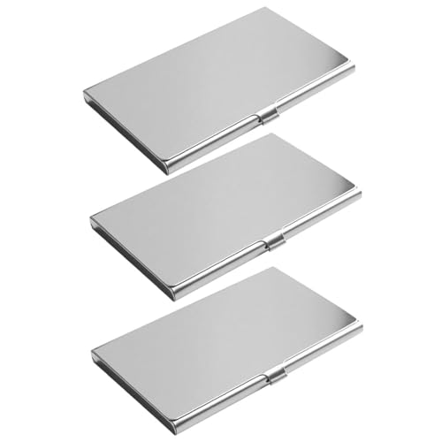 Lurrose 3-teiliges Visitenkartenetui aus Edelstahl, Ausweishalter, Kreditkartenetui, schlankes Design, Taschen-Organizer für unterwegs, zu Hause oder im Büro von Lurrose