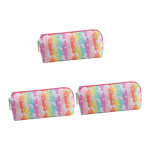 Lurrose 3stücke Mädchen Mäppchen Mit Einhorn- Große Kapazität Praktischer Reißverschluss Buntes Design Für Schule Und Leicht Und Langlebig von Lurrose