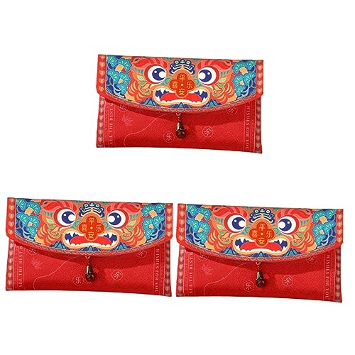 Lurrose 3St Roter Umschlag des Chinesischen Neujahrsfests roter Taschenumschlag Geldbörse Produkt Chinese New Year chinesisch neujahr Party rotes Paket 2023 Neujahr rote Tasche Stoff von Lurrose