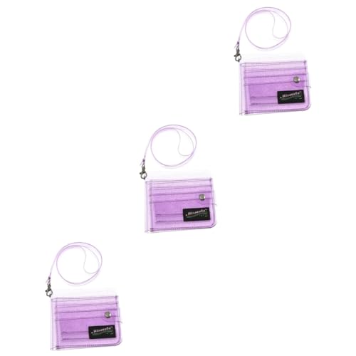 Lurrose Transparente Halterung Gleiterhalter 3St transparente Geldbörse Klappbügel Geldbörse Geldbörse klarer Stand Tasche Halter Violett Mädchen ID-Paket PVC Halterung Sicherheitsschloss von Lurrose