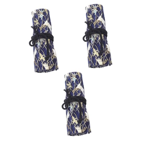 Lurrose 3er-Rolle -Stift-Vorhang-stiftetui Markerorganisator Federmäppchen Speziell Praktisches Federmäppchen Buntstifte Wickeln Meerjungfrau Federmäppchen Bürstenhalter Baumwolle von Lurrose