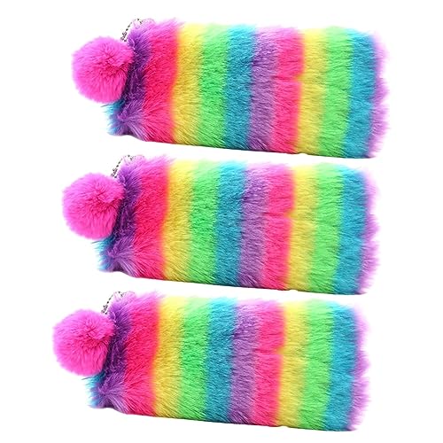 Lurrose 3st Damen-Make-up-Taschen Multifunktions-bleistifttasche Flauschige Bleistifttasche Plüsch Federmäppchen Damen Kulturbeutel Kosmetiktäschchen Für Mädchen Schreibwaren Colorful von Lurrose