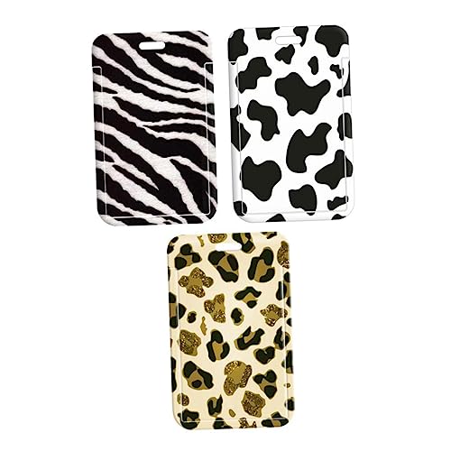 Lurrose 3stücke Kreative Ausweishüllen Mit Tierischem Design Leopard Zebra Und Kuhmuster Tragbare Für Büro Schule Und Alltag Hochwertige Kunststoffmaterialien Sicher Und Praktisch von Lurrose