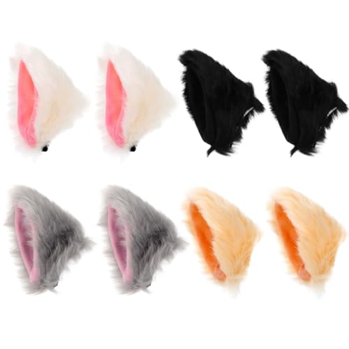 Lurrose 4 Paar Katze Ohr Haar Clips Clip in Katze Ohren Fuchs Ohr Haar Barrettes Anime Cosplay Halloween Kostüm für Frauen Mädchen von Lurrose