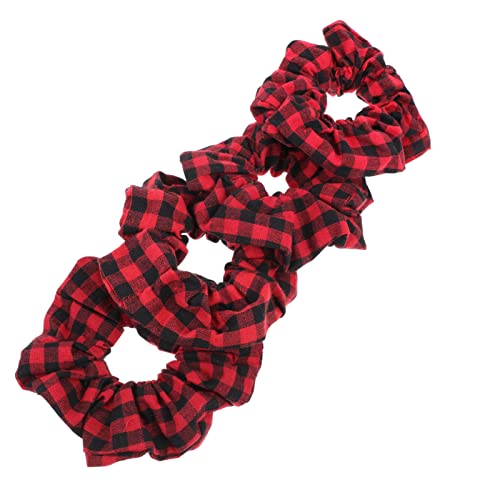 Lurrose 4 STÜCKE Weihnachtshaar Scrunchies Weihnachten Plaid Scrunchies Rotes Haar Krawatte Seil Elastische Ringe für Haare rutschfeste Haarbänder Haarschmuck Scrunchies Für Frauen von Lurrose