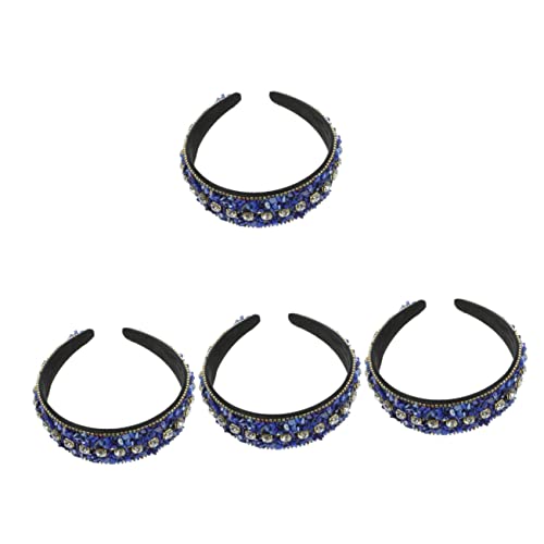 Lurrose 4 Stück Diamantbesetztes Stirnband Mit Breiter Krempe Geschwollenes Stirnband Vintage Haarband Aus Strass Bling Stirnband Strass-stirnbänder Für Frauen Stoff Fräulein Tuch Jahrgang von Lurrose