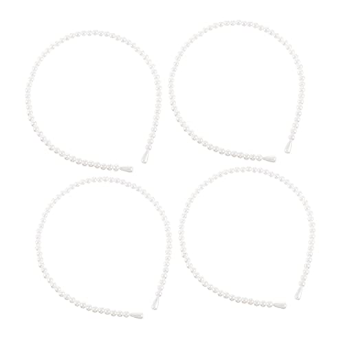 Lurrose 4 Stück Perlenstirnband Cosplay-kopfschmuck Perlenhaarschmuck Mädchen-stirnband Stirnband Mit Perlen Für Die Hochzeit Braut Haarreifen Fräulein Südkorea Stahldraht Weiß Fee von Lurrose