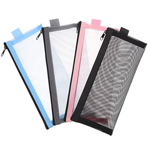 Lurrose 4 Stück Teiliges Transparente Federmäppchen Praktische Reißverschluss Stiftetasche für Stifte Schreibwaren Kosmetik für Schule Büro und Reisen von Lurrose