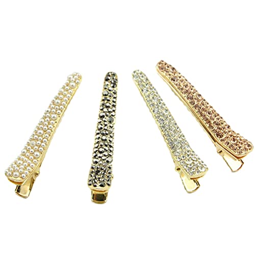 4 stücke Perle Strass Clip Charme Becher Kristall Entenschnabel Brosche Crocodile Haar Zubehör für Frauen Mädchen (Weiß Schwarz und Perle) von Lurrose