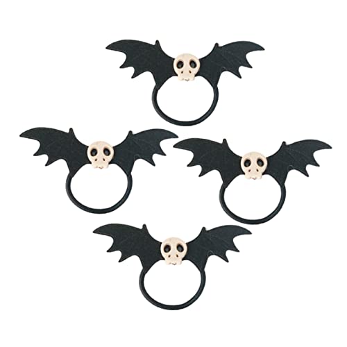 Lurrose Elastisch 4 Stück Gothic-haarspangen Schwarzer Pferdeschwanzhalter Skelett- Gothic Haarschmuck Geisterhaarbänder Dehnen Sich Cartoon-haar Mädchen Kopfbedeckung Halloween Plastik von Lurrose