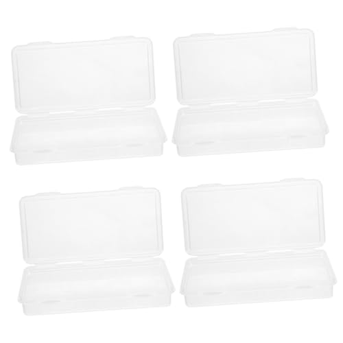 Lurrose 4er-Box Für Pinsel Stifthalter Klares Federmäppchen Für Bleistifte Bleistiftbehälter Tragbarer Stiftbehälter Bleistift-Boxen Malpinseletui Plastik von Lurrose