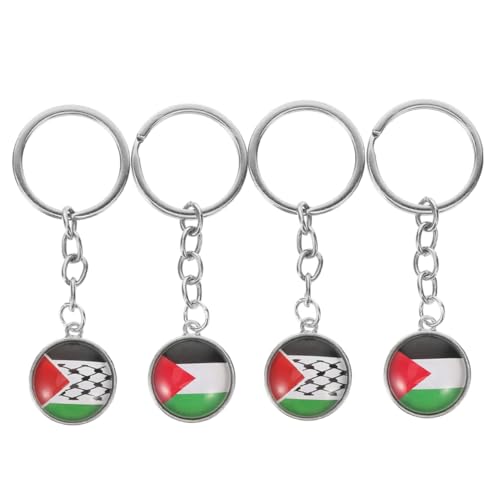 Lurrose 4stücke Schlüsselanhänger Mit Palästina-flagge Metallanhänger Flaggen-schlüsselbund Schlüssel-zubehör Taschen-ornament Vielseitig Einsetzbar von Lurrose