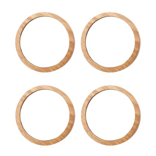 Lurrose 4pcs Runden Spiegel aus Holz Taschenspiegel Kleinen Kompakten Spiegel für Geldbörsen (7.5 cm) von Lurrose