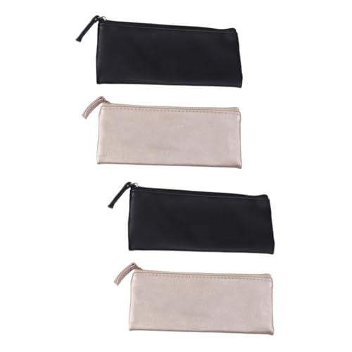 Lurrose 4stücke Pu Stiftetui Für Schüler Multifunktionale Kosmetiktasche Minimalistischer Aufbewahrungsbeutel Schwarz Für Schreibwaren Und Make-up von Lurrose