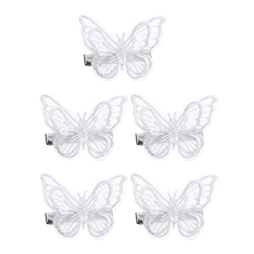 Lurrose 5 Pcs Weiße Schmetterlingsklammern Schmetterlingshaarklammern Schmetterlinge Barrettes Stickerei Spitzen Haare Bobby Pins Barrettes Haarzubehör Alligator Clips für Frauen Und von Lurrose