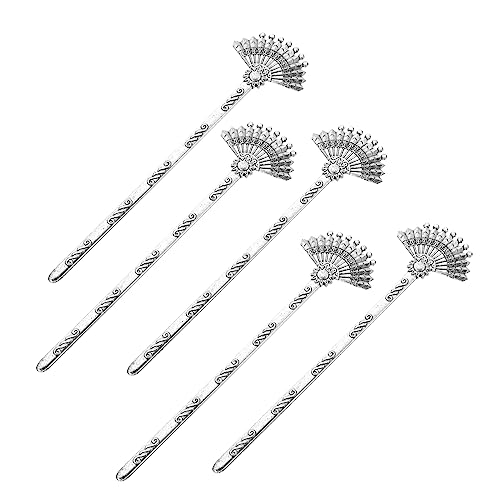 Lurrose 5st Alu-fan-haarnadel Metallhaar Für Frauen Haarstäbchen Für Frauen Retro-haarstäbe Französische Haarnadel Chinesische Haarstäbchen Fächer Legierung Lesezeichen Zubehör Fräulein von Lurrose