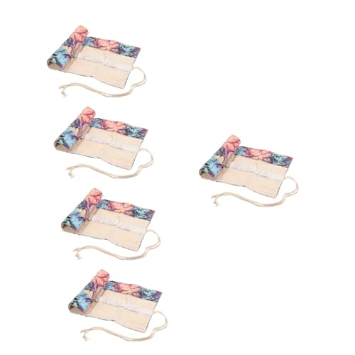 Lurrose 5 Stück Rollen Federmäppchen Farbstifte Stifthalter Farbstifte Make Up Tasche Organizer Stifte Farbige Bleistift Organizer Farbstift Organizer Tasche Leinen von Lurrose