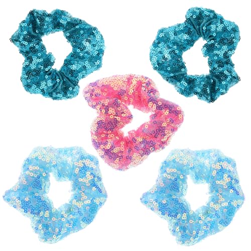 Lurrose Haarschmuck 5 Stück Sparkly The Dark Holiday Zufällig Seil Bommeln Brötchen Kinder Darm Scrunchie Band Fluoreszierend Gezeigt In Geschenk Seide Accessoires Pailletten Ringabdeckung von Lurrose