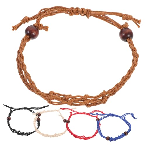 Lurrose 5 Stück Teiliges Armband Handgefertigt Geflochtene Netz Armbänder Verstellbar Flexibler Kristallhalter für Damen Modisch Dekorativ Komfortabel und Praktisch in Rot Blau Braun von Lurrose