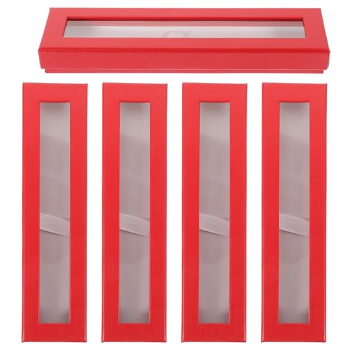 Lurrose 5 Stücke Schreibwaren Fall Fenster Stift Box Papier Material Tragbare Stift Organisatoren Einfachen Stil Rot Farbe von Lurrose