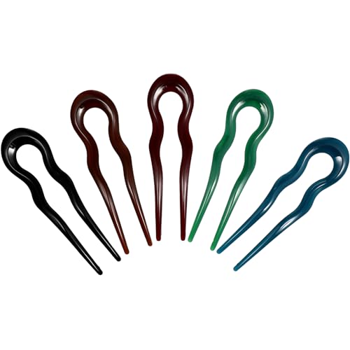 5Pcs Haar Harz U Form Haar Stick Einfache Dekorative Welle Chignon Haarnadeln für Frauen von Lurrose