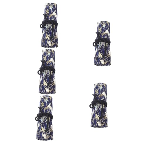 Lurrose 5er-Rolle -Stift-Vorhang-stiftetui Federmäppchen Federmäppchen Deckel Bleistifttaschen Buntstifte Wickeln Großer Bleistiftbeutel Beutel Für Bleistifte Leinentasche Baumwolle von Lurrose