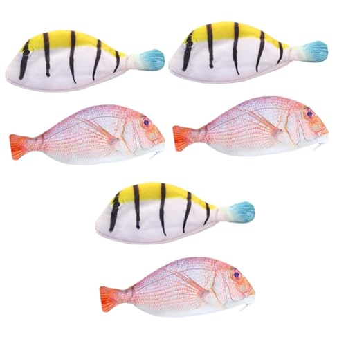 Lurrose 6stücke Hochwertige Simulierte Fisch-federtaschen Für Schule Und Büro Praktischer Bleistiftbeutel Rot Und Streifenmuster Vielseitige Stiftsammlung Und Geldbörse Für Erwachsene von Lurrose