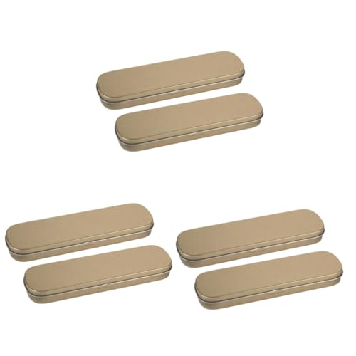 Lurrose 6 STK Etui Kartuschen für Kinder Aufbewahrungsdose aus Blech stifte aufbewahrung Stift aufbewahrung schreibwaren Federmäppchen aus Weißblech für Stifte Golden von Lurrose