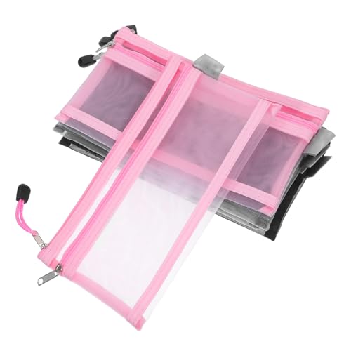 Lurrose 6 Stück Teiliges Nylon Mesh Federmäppchen Doppellagig Transparent mit Reißverschluss Leichter Organizer für Schule Büro und Reisen Vielseitig Einsetzbar Robust und Tragbar von Lurrose
