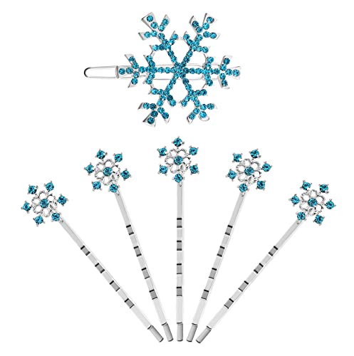 Lurrose Haarschmuck 6 Stücke Blaue Schneeflocke Haarklumpen Strass Schneeflocke Haarclips Schneeflocke Bobby Pins Weihnachten Haarstifte für M?dchen Weihnachtsfeier Weihnachtsdeko von Lurrose