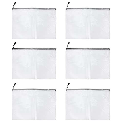 Lurrose 6St Grid Aktentasche Mesh-Aufbewahrungstaschen Unterrichtsmaterialien Rechnungstaschen aufbewahrungssack Storage Pockets Schreibwarentasche mit Reißverschluss Stiftetui PVC Weiß von Lurrose
