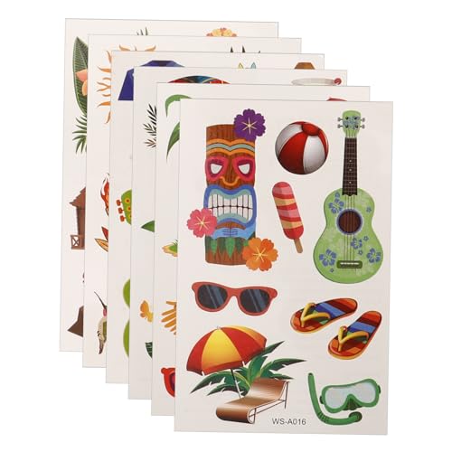 Lurrose 6blätter Hawaii Stil Tattoos Aufkleber Wasserdichte Kreative Fake Tattoos Für Strandpartys Festivals Und Konzerte Für Erwachsene von Lurrose