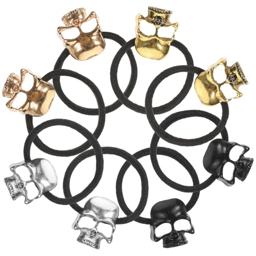 Lurrose 8 Stück -Haargummis Punk Legierung Skelett Pferdeschwanz Halter schwarz Stretch Halloween Haar Seil für Frauen Mädchen von Lurrose