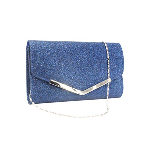 Lurrose Abend Tasche Handtasche Hochzeit Party Umhängetaschen Clutch Tasche Geldbörse Einfache Kette Tasche für Frauen Damen (Blau) von Lurrose