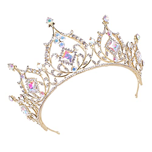 Lurrose Barock Braut Crown Königin Rot Goldene Legierung Kristall AB Strass Vintage Prinzessin Crown Braut Tiara Krone für Hochzeit von Lurrose